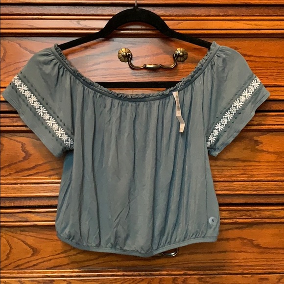 American Eagle Outfitters Tops - American Eagle Outfitters teal cropped t shirt